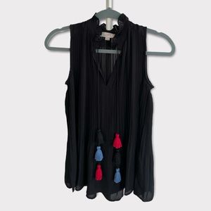 Loft pleated sleeveless tassle top XSP